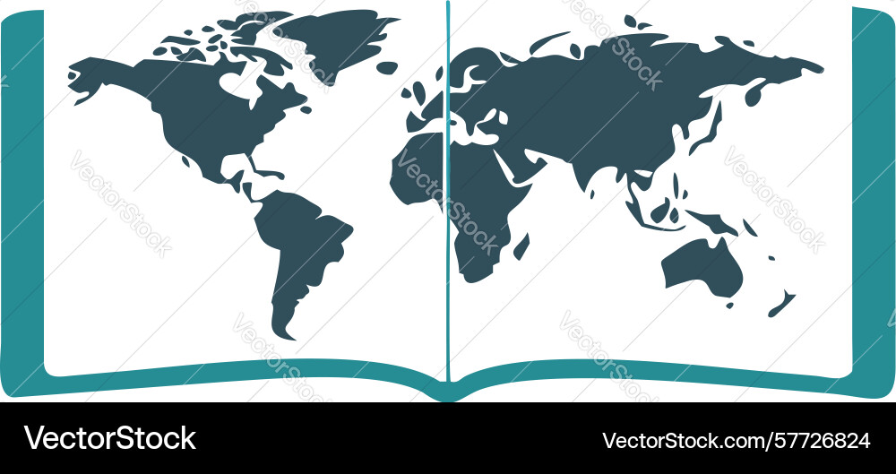 World map in open book gateway to global learning vector image