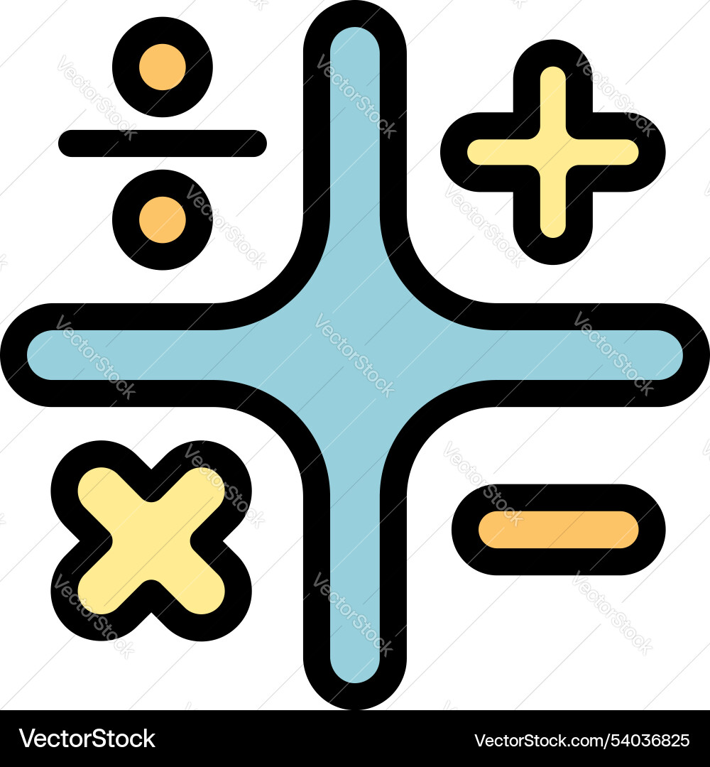 Blue cross showing basic math symbols adding Blue cross showing basic math symbols adding Vector Image