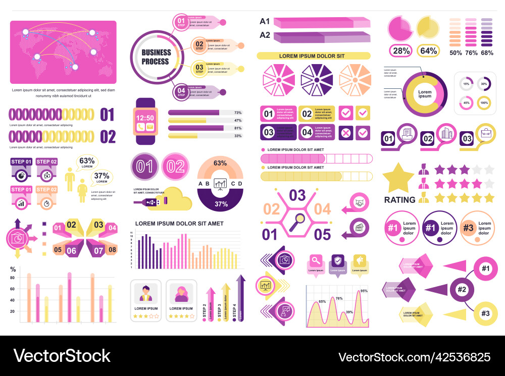 Bundle infographic elements data visualization Bundle infographic elements data visualization vector image