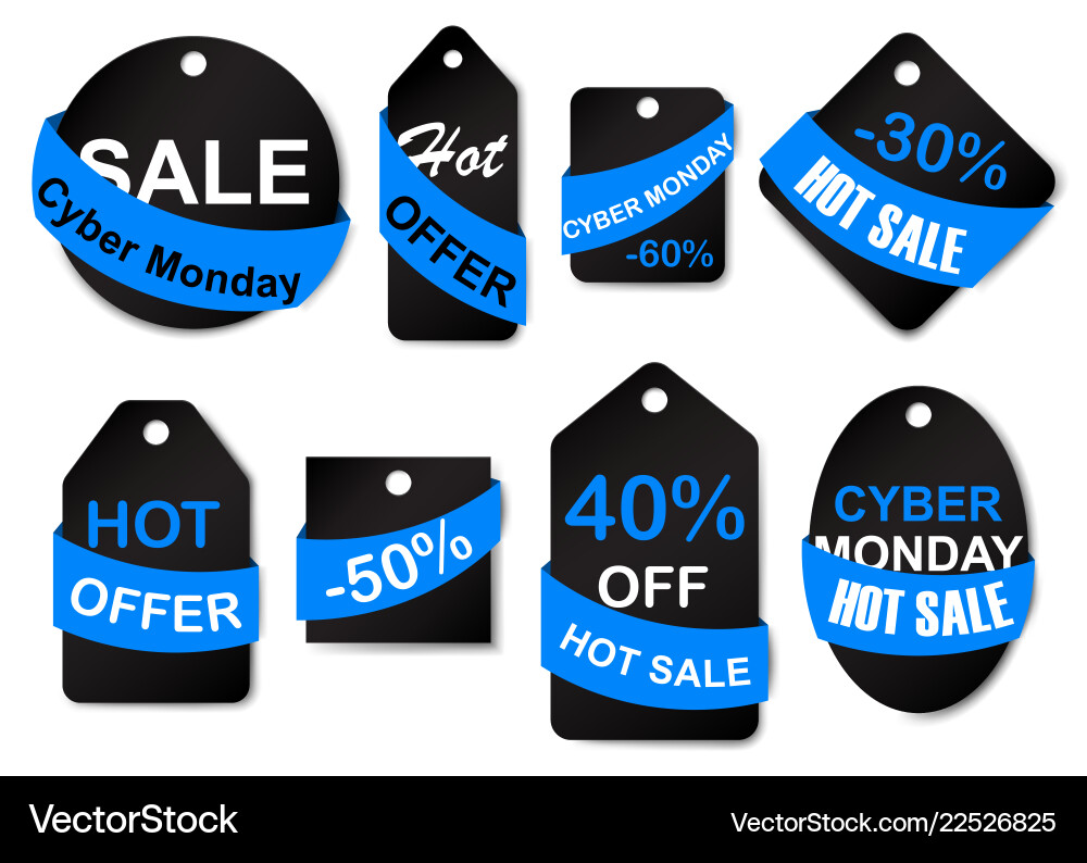 Cyber monday sale labels and tags Cyber monday sale labels and tags Vector Image