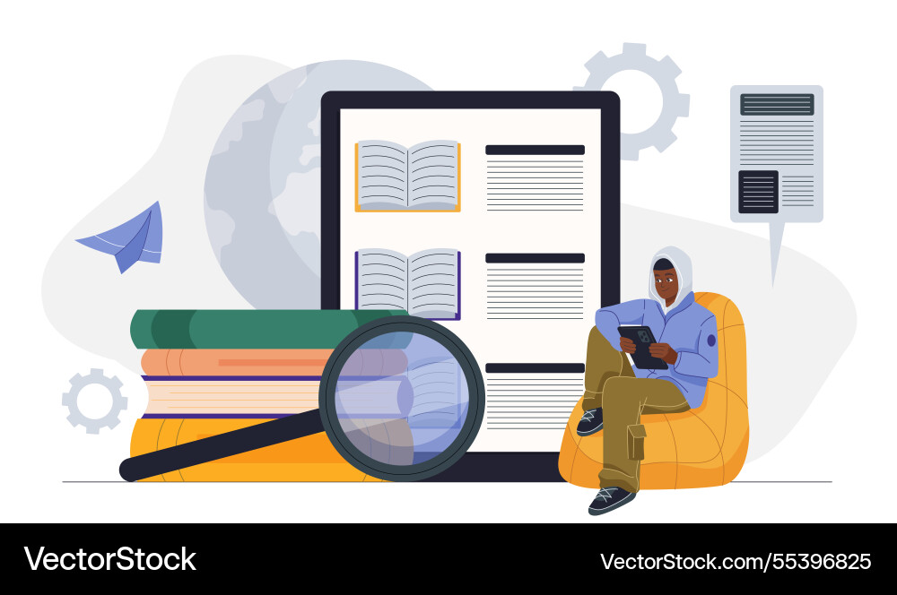 Digital reading and learning concept with books Digital reading and learning concept with books vector image