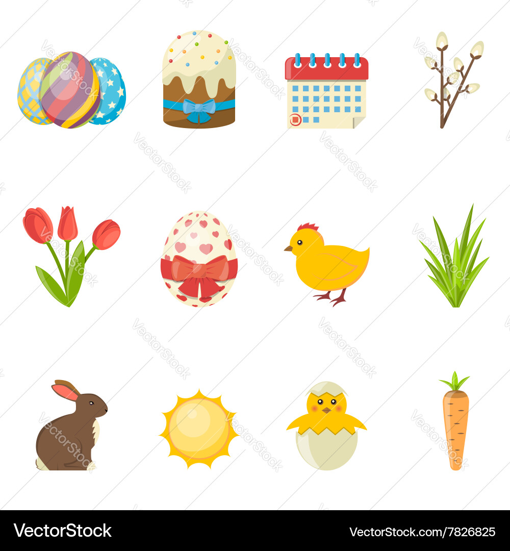 Easter Icons - Cute Animal Set Vector Image