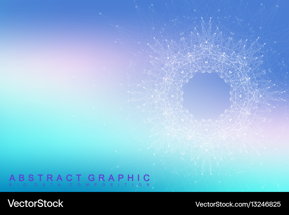 Fractal element with connected lines and dots big Vector Image
