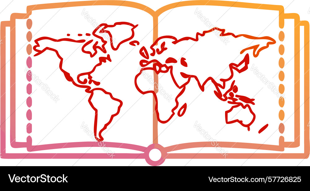 Open book displaying world map for global vector image