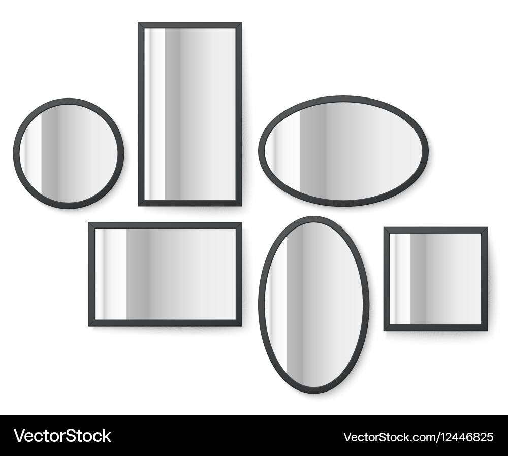 Photo image frames with mirror reflection surface vector image