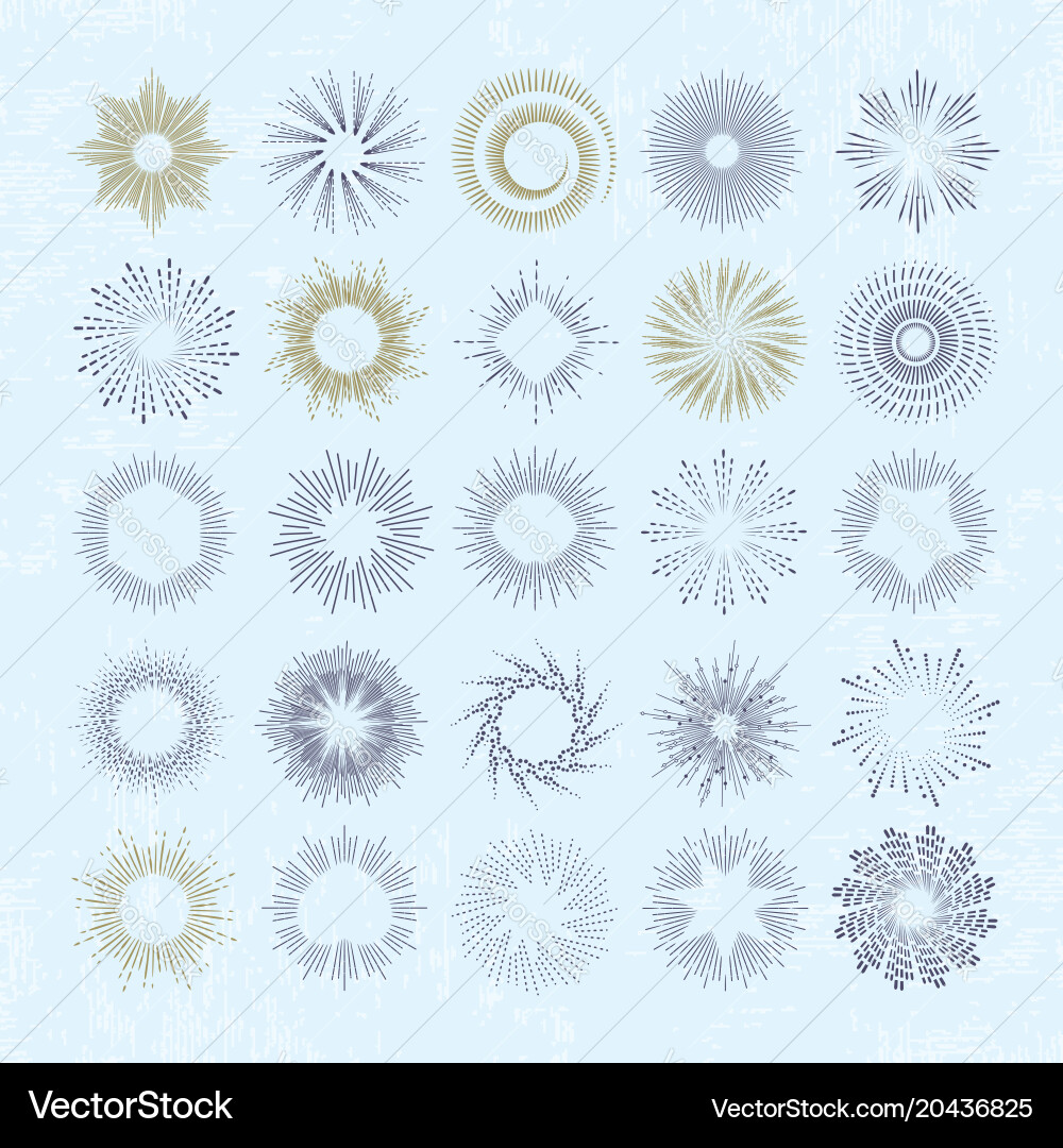 Rays and starburst design elements vector image
