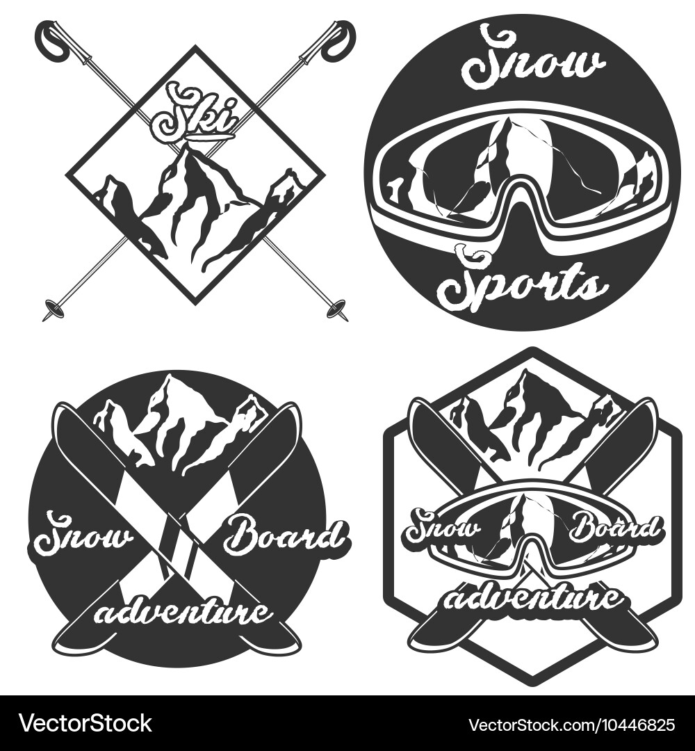 Vintage ski sport emblems Vector Image