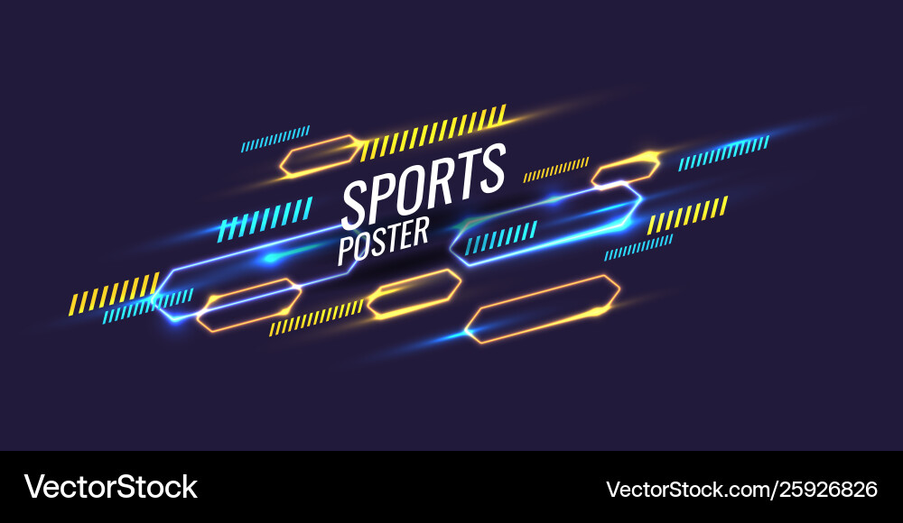 Abstract geometric background neon sports poster