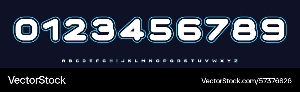 Bold numeric font rounded outlined numbers Bold numeric font rounded outlined numbers vector image