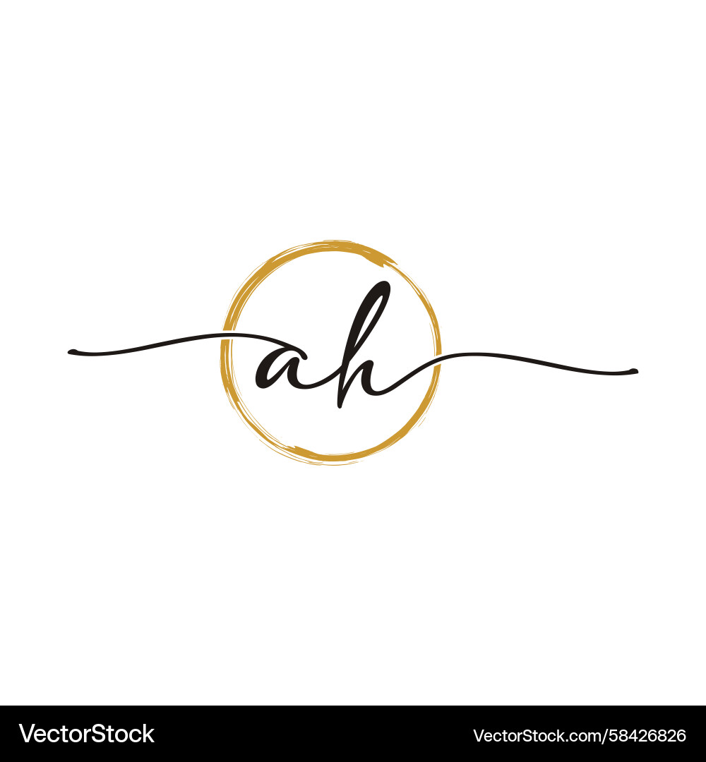 Elegant Script 'A H' Initial Logo Template Vector Image