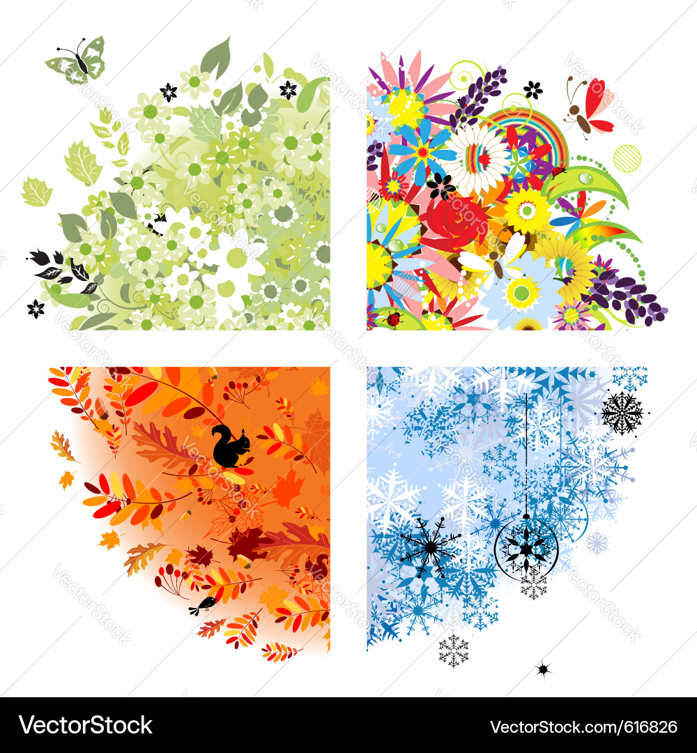 Four seasons - spring summer autumn winter Vector Image