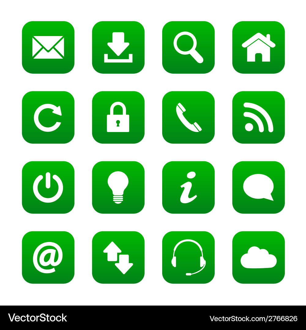 Green Web Icons - Button Set Vector Image