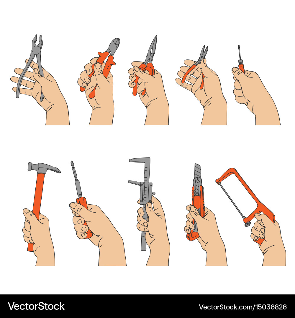 Hands with different instruments vector image