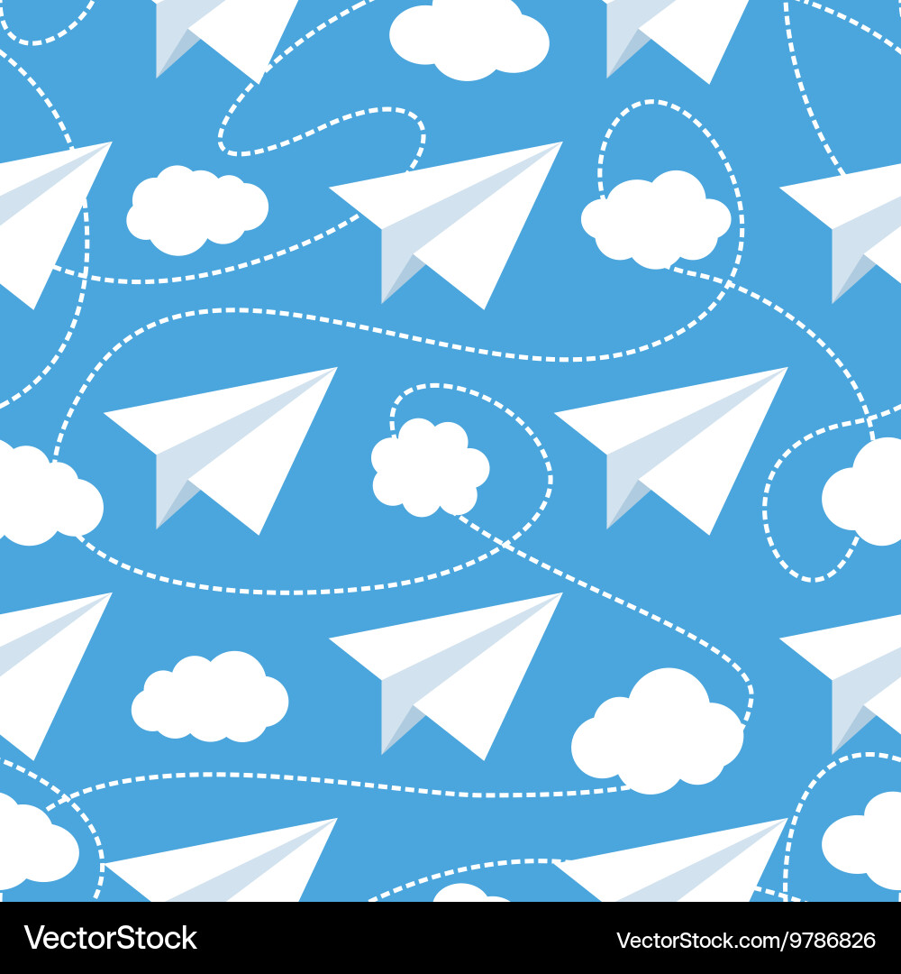 Paper Planes Cloud Pattern vector image