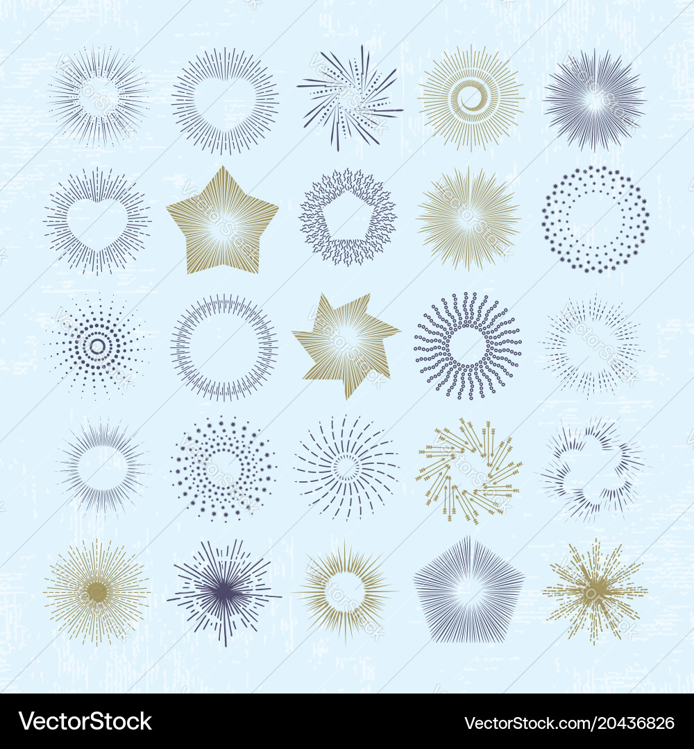 Rays and starburst design elements Vector Image