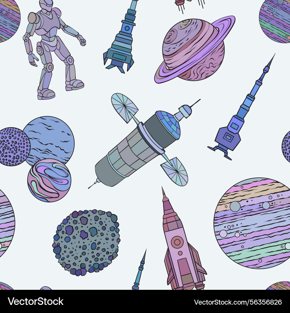 Seamless pattern with space elements Seamless pattern with space elements Vector Image