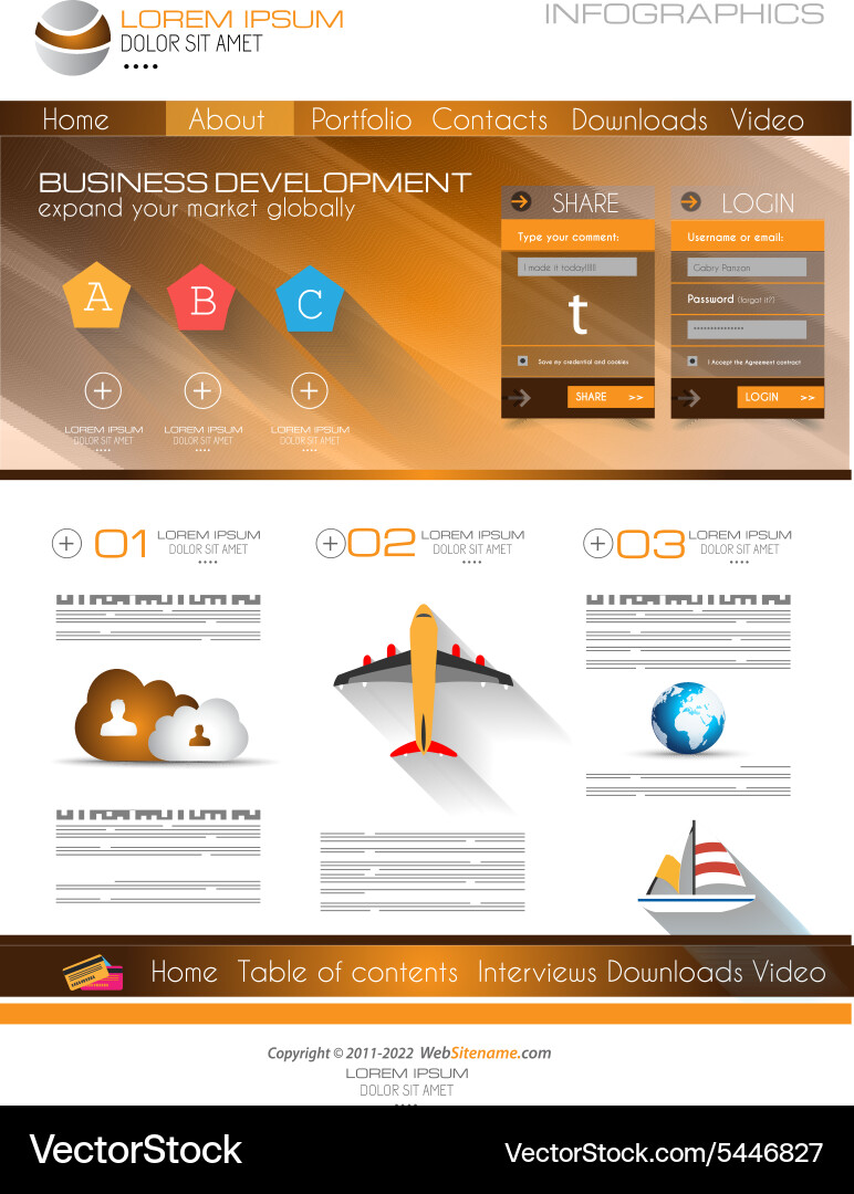 Attractive modern web template with flat ui vector image