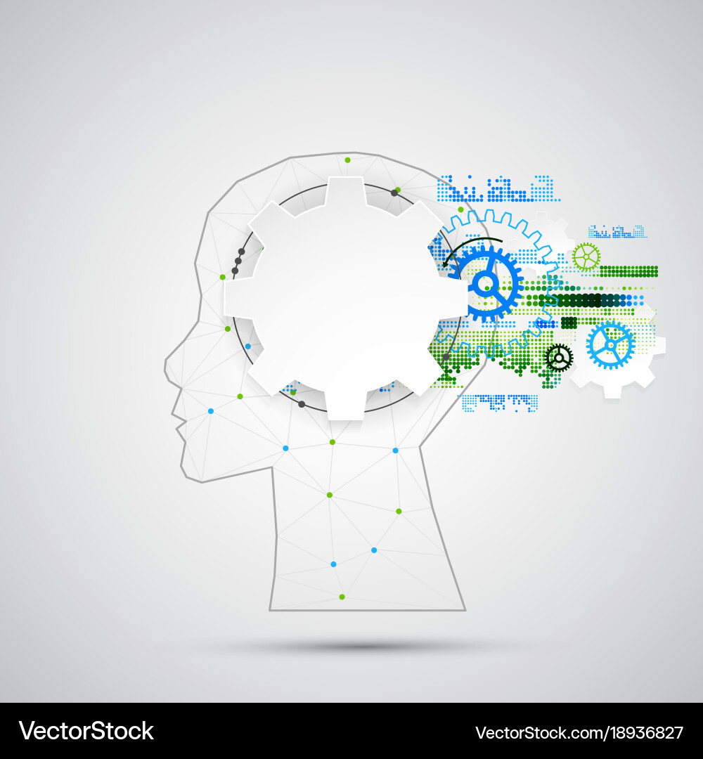 Creative brain concept background with triangular vector image