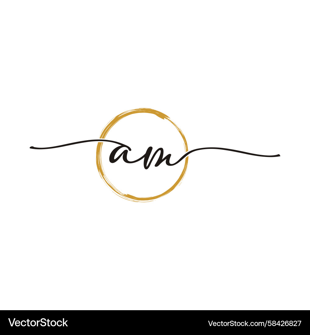 Elegant 'AM' Initial Script Logo Template Vector Image