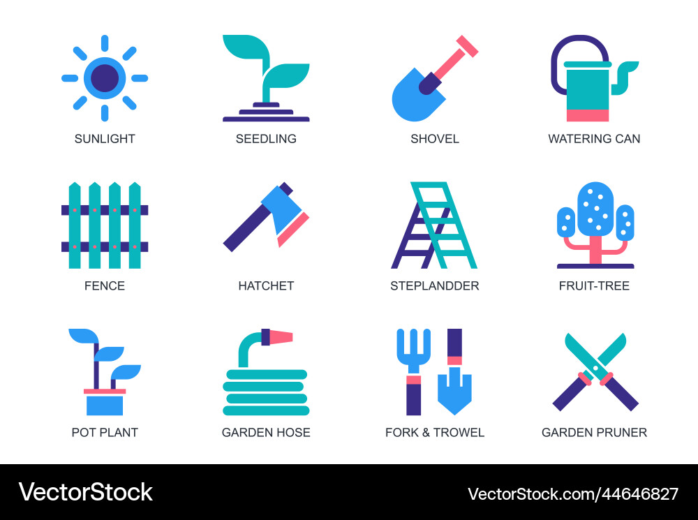 Garden concept of web icons set in simple flat Garden concept of web icons set in simple flat vector image