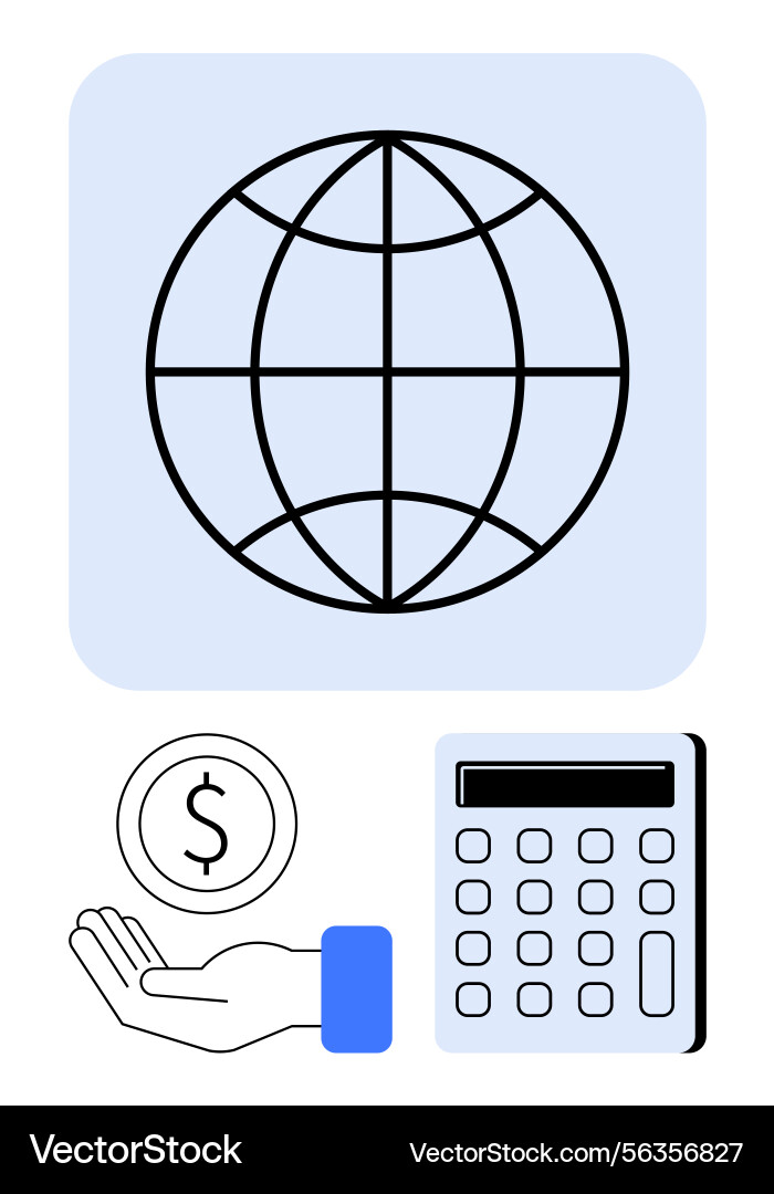 Global financial management with calculating tools Global financial management with calculating tools vector image
