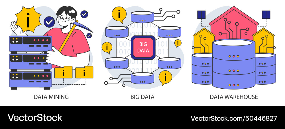 Information management set data mining storage Information management set data mining storage vector image