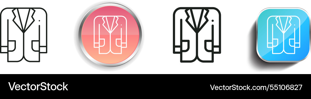 Jacket icon thin linear regular and button style vector image