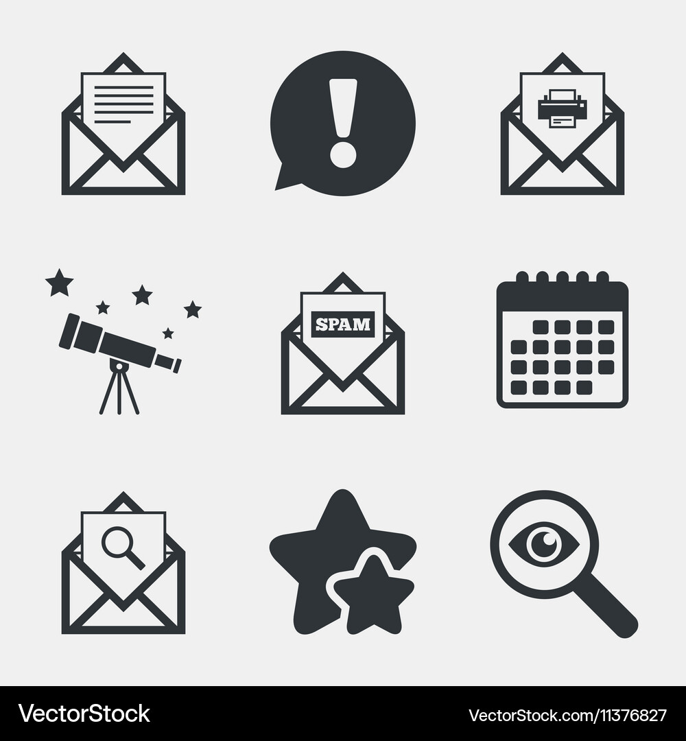 Mail envelope icons message document symbols Vector Image