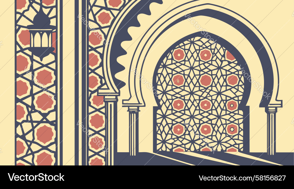 Moroccan Archway with Intricate Patterns Vector Image