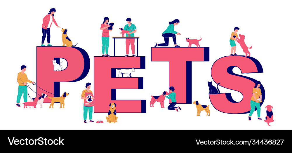 Pets typography banner template happy Pets typography banner template happy vector image