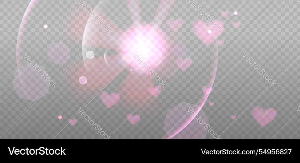 Pink abstract bokeh hearts overlay design Vector Image
