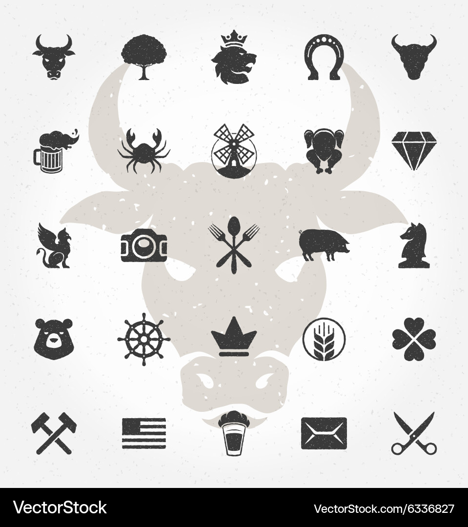 Retro hand drawn objects and icons design vector image