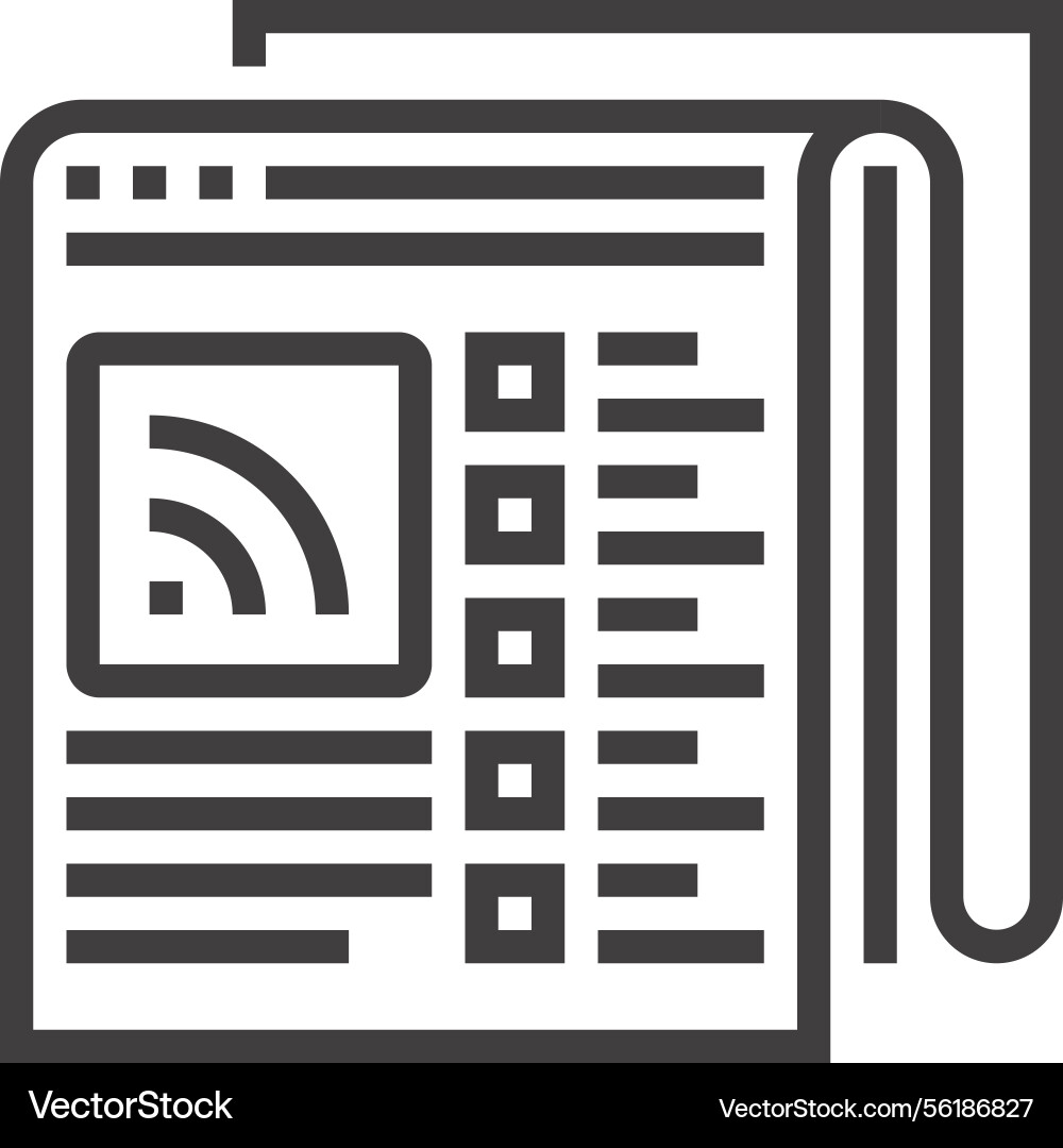 Rss feed flat line web icon Rss feed flat line web icon vector image