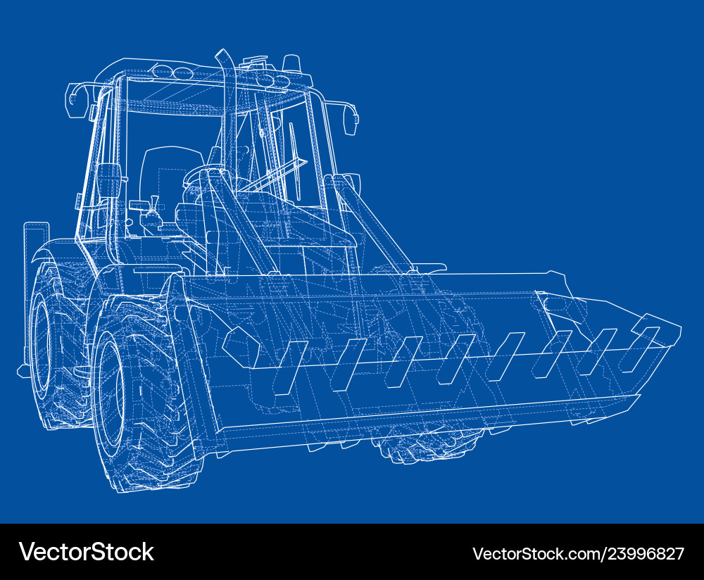 Sketch of loading shovel with back actor vector image