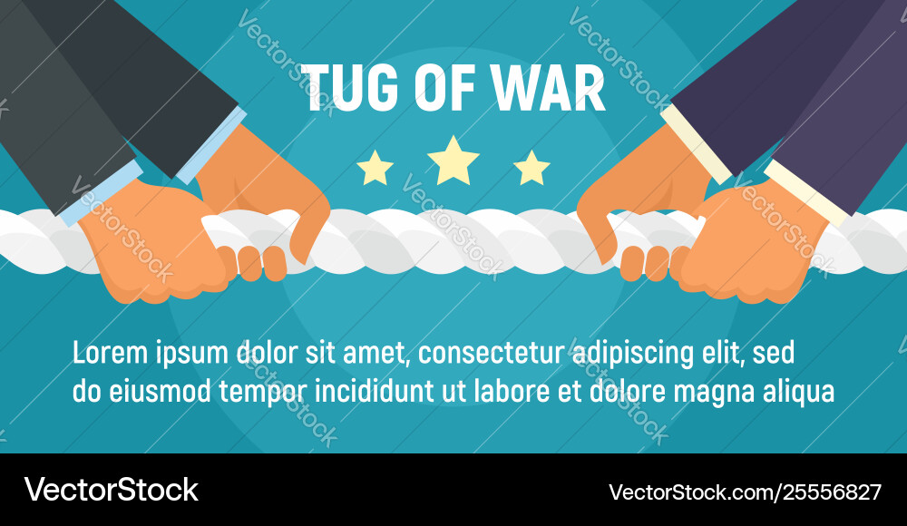 Tug war concept banner flat style vector image