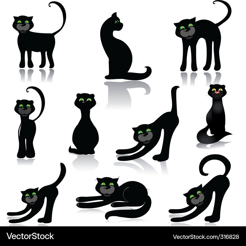 Black Cat Silhouettes Vector Image