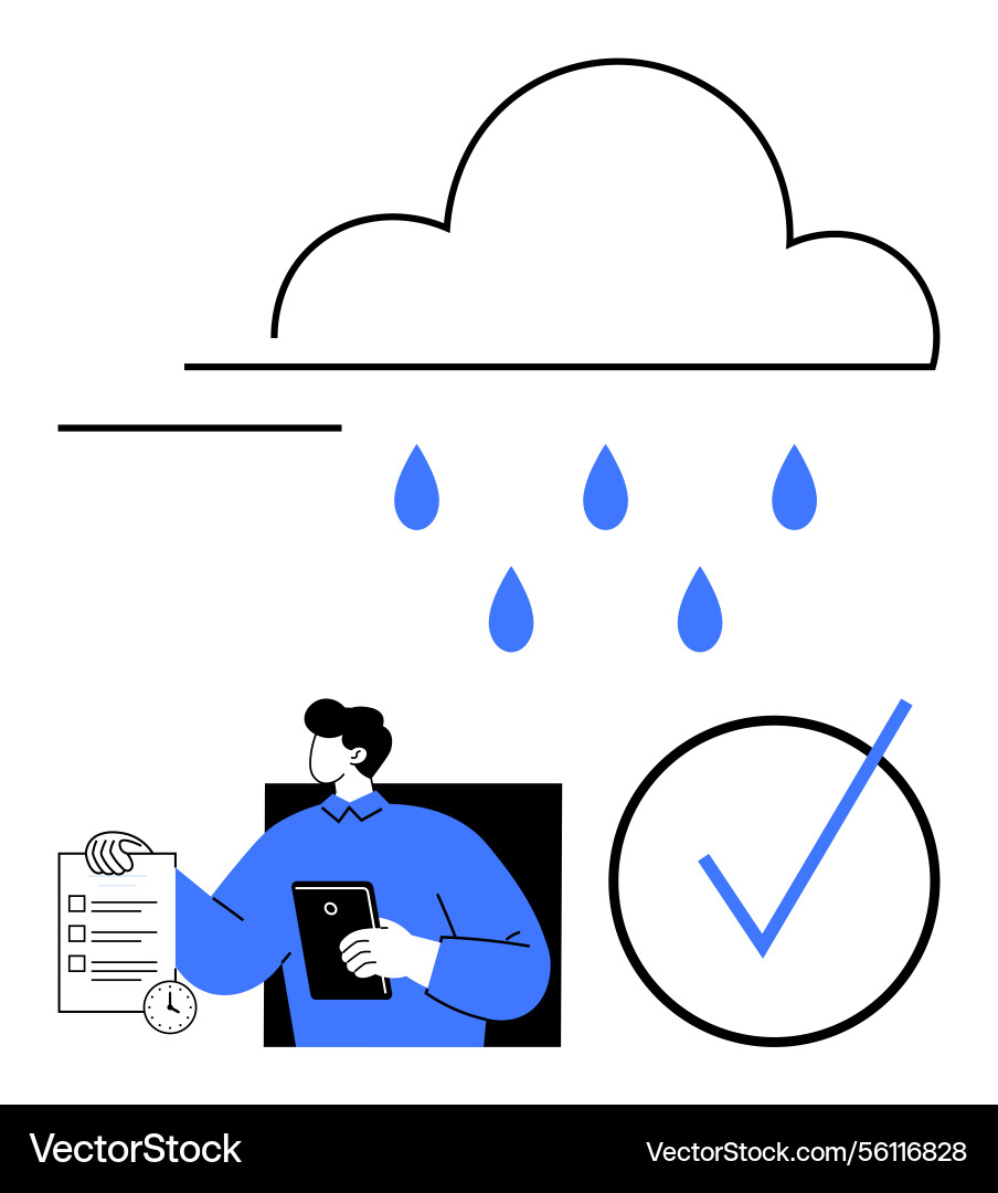 Cloud syncing data with checklist and approval Cloud syncing data with checklist and approval vector image