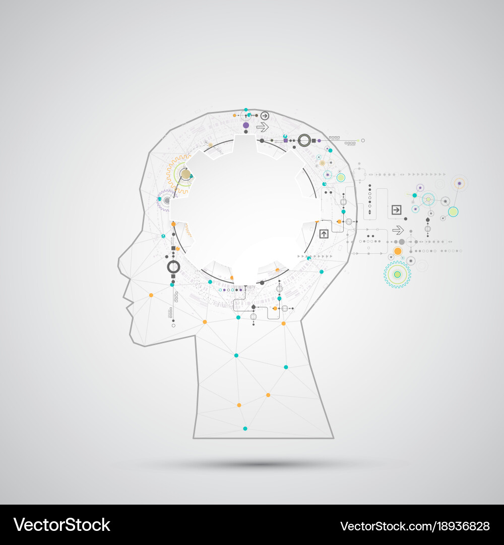 Creative brain concept background with triangular vector image