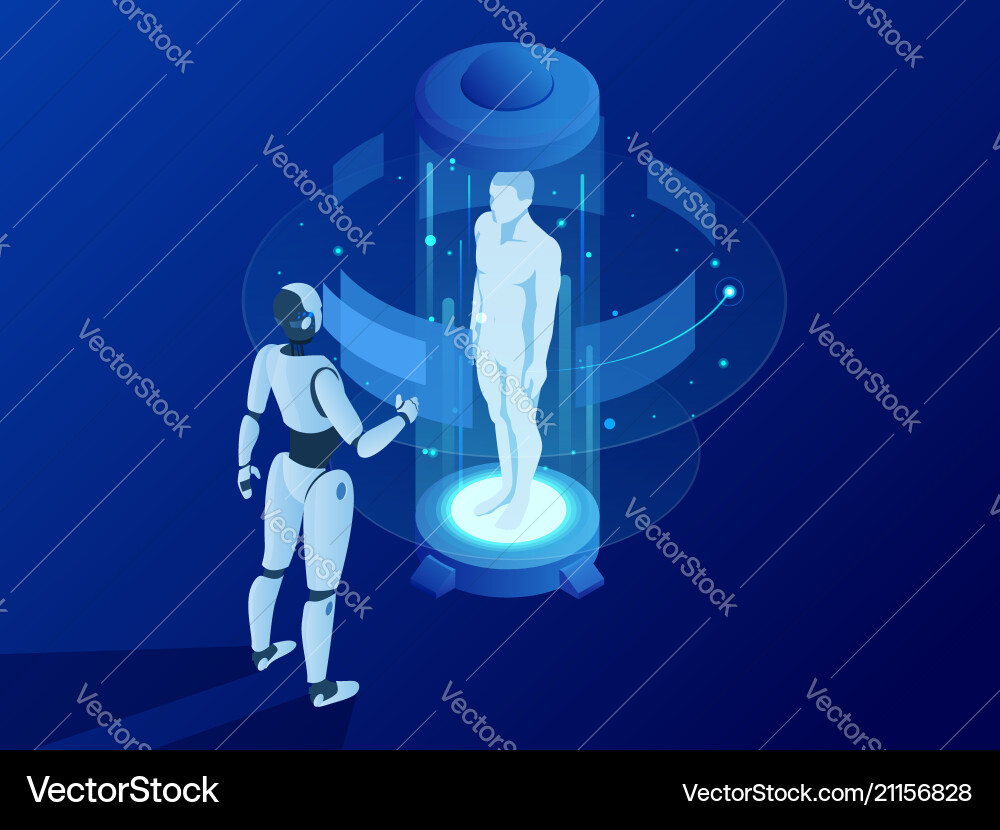 Cyber-Physical Systems: AI Robot Interface vector image