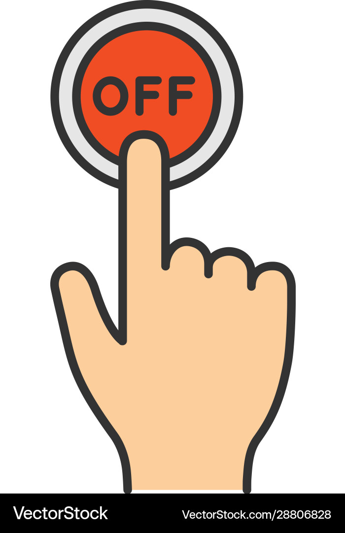 Hand Pressing Power Off Button Icon vector image