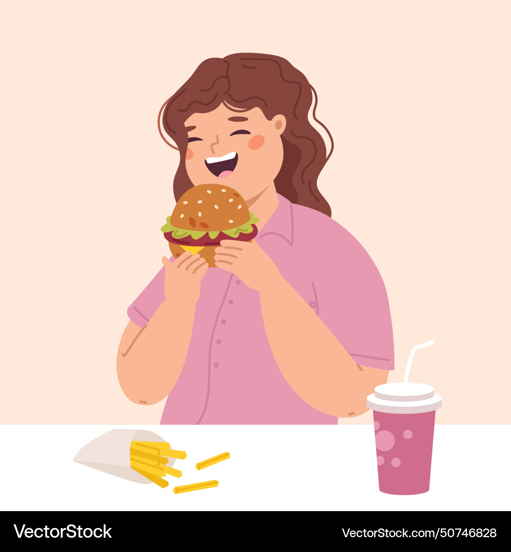 Mädchen essen Burger Teenager Mittagessen oder Abendessen nehmen Mädchen essen Burger Teenager Mittagessen oder Abendessen nehmen vektorbild