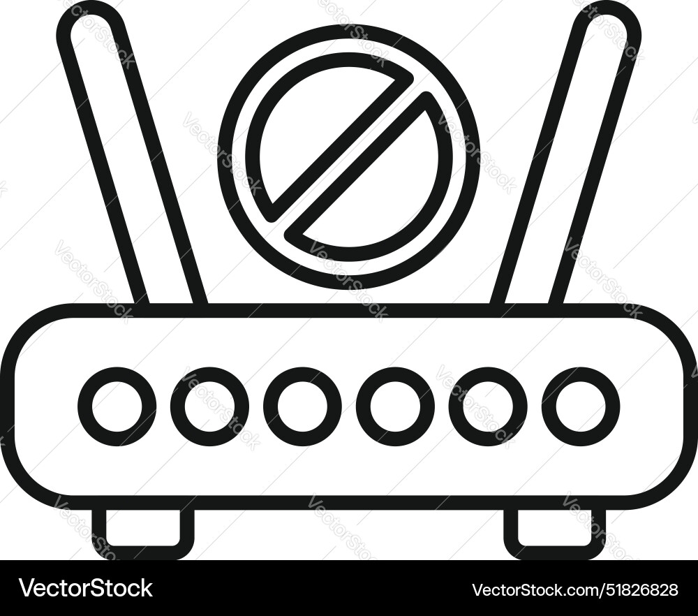 No wifi signal showing with router and crossed out vector image