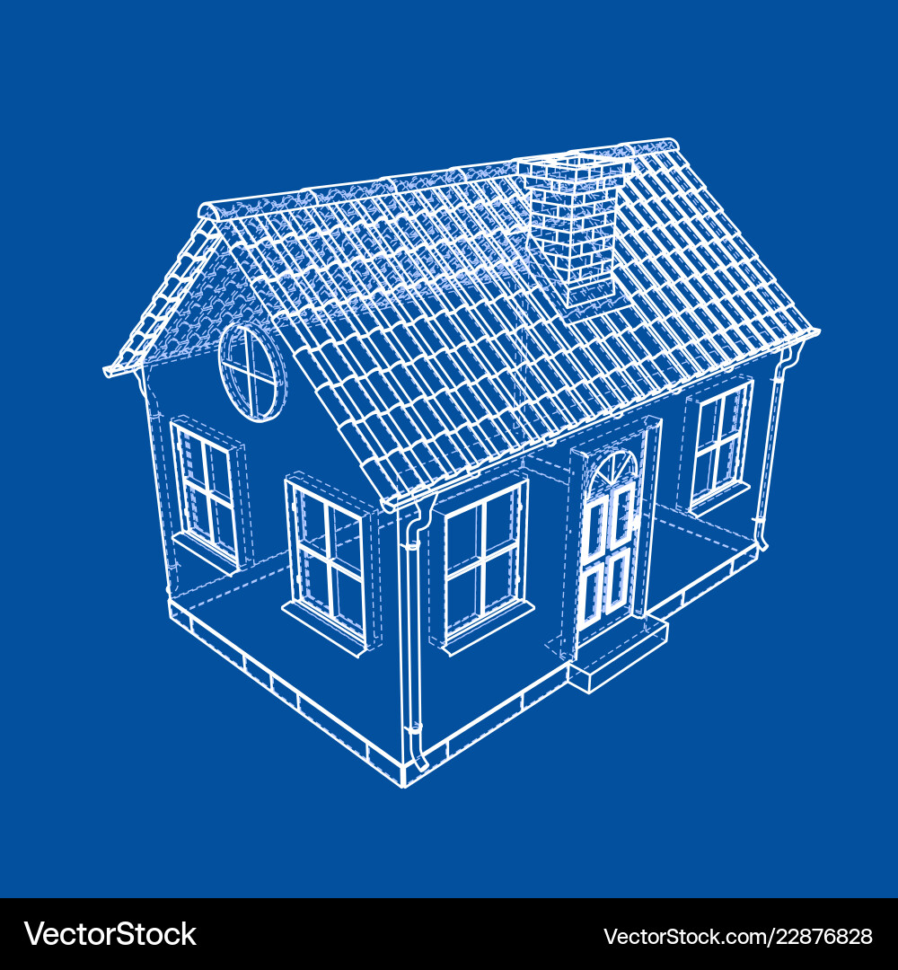 Private house sketch rendering of 3d Private house sketch rendering of 3d vector image