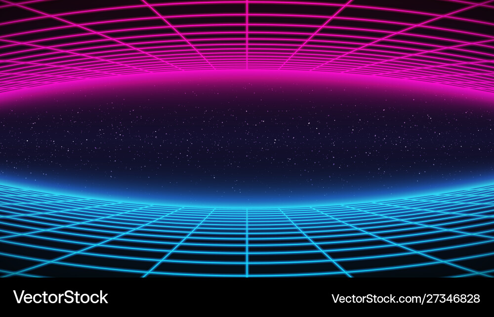 Retro Synthwave Grid Background vector image