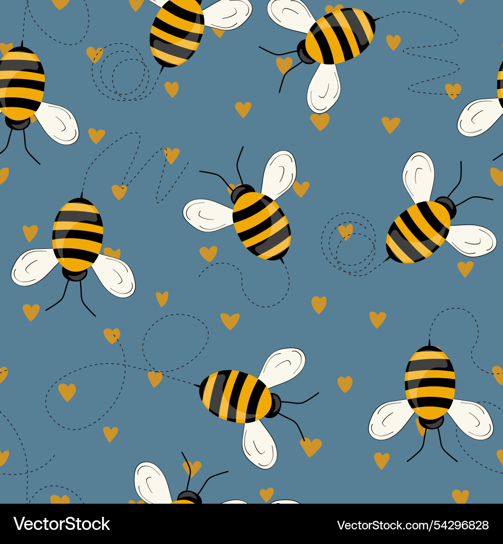 Seamless pattern with bees on color background Seamless pattern with bees on color background Vector Image