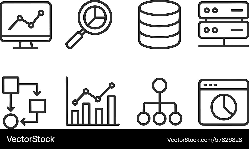 Set of web icons representing data analysis vector image