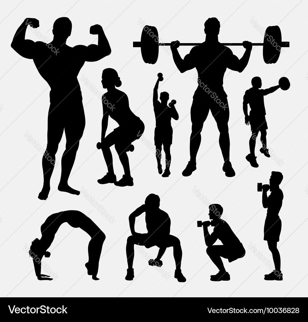 Sporty Silhouette Figures - Male & Female Vector Image