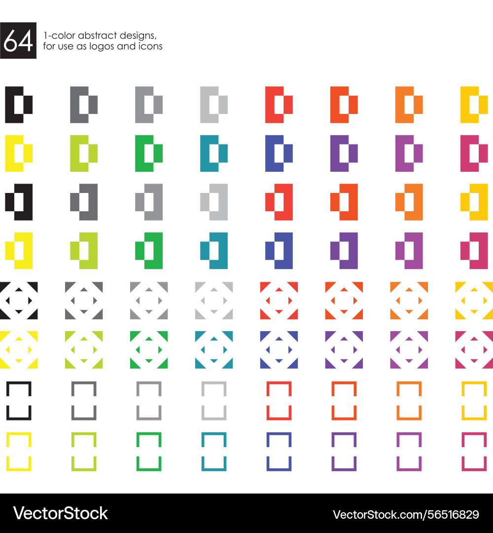 64 1-color designs for logos symbols and icons 9 Vector Image