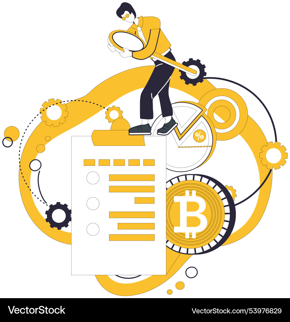 Analyzing bitcoin with financial data and metrics Analyzing bitcoin with financial data and metrics vector image
