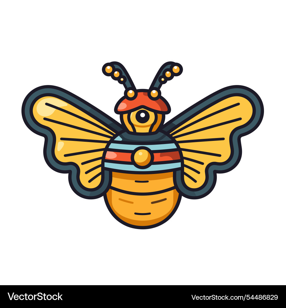 Colorful of a bee with unique details and patterns Colorful of a bee with unique details and patterns Vector Image